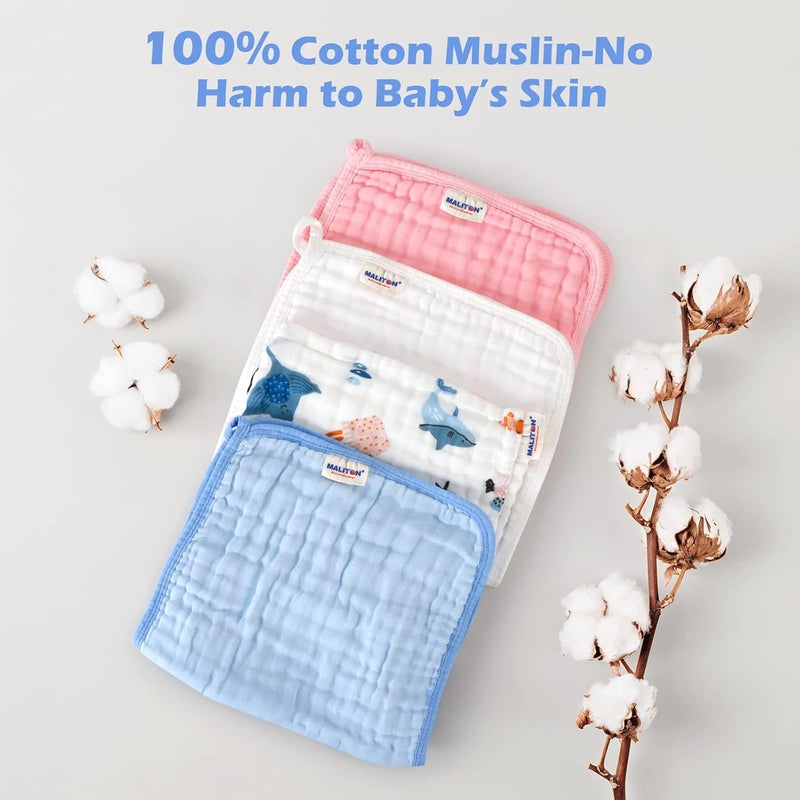 Maliton مناديل تجشؤ الأطفال من موسلين 6 عبوات كبيرة 20''x10'' 100% قطن مناديل تجشؤ ماصة وناعمة 6 طبقات من قماش الموسلين مستلزمات الأطفال للمواليد الجدد (حيوانات وسيارات، عبوة من 6) - Image 3